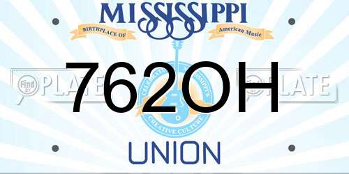 762OH Mississippi License Plate