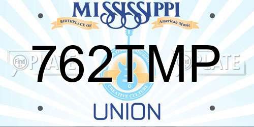 762TMP Mississippi License Plate