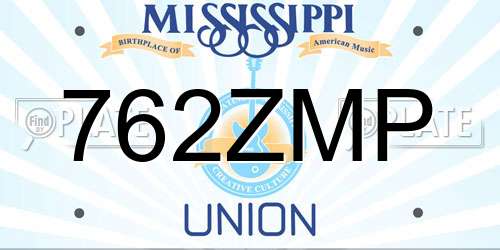 762ZMP Mississippi License Plate
