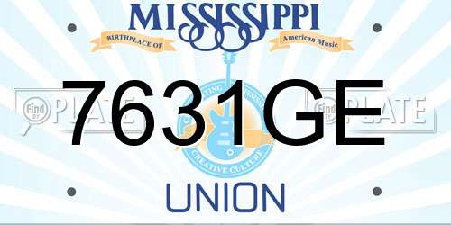 7631GE Mississippi License Plate