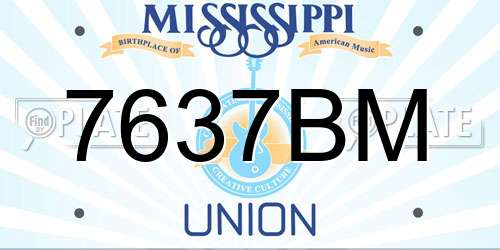 7637BM Mississippi License Plate