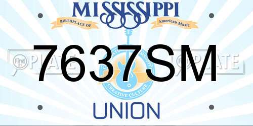 7637SM Mississippi License Plate