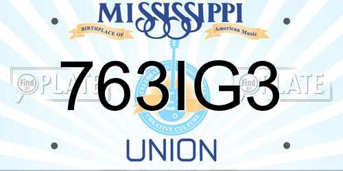 763IG3 Mississippi License Plate