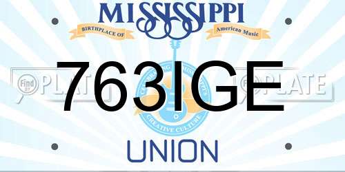 763IGE Mississippi License Plate
