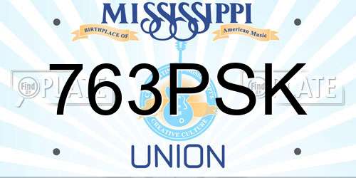 763PSK Mississippi License Plate