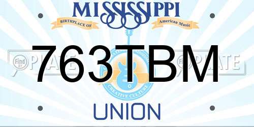 763TBM Mississippi License Plate