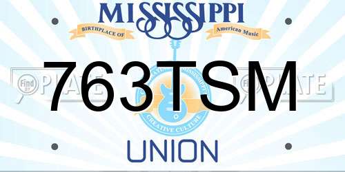 763TSM Mississippi License Plate