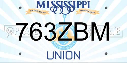 763ZBM Mississippi License Plate