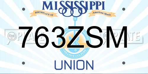 763ZSM Mississippi License Plate