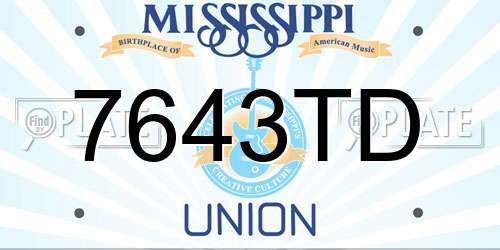 7643TD Mississippi License Plate