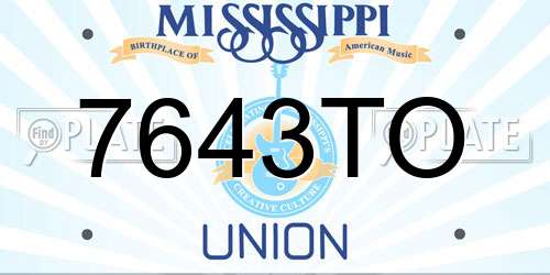 7643TO Mississippi License Plate
