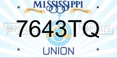7643TQ Mississippi License Plate