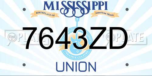 7643ZD Mississippi License Plate