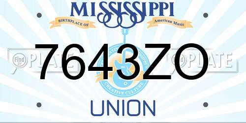 7643ZO Mississippi License Plate
