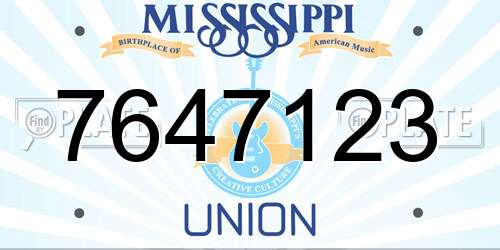 7647123 Mississippi License Plate