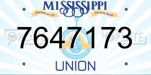 7647173 Mississippi License Plate