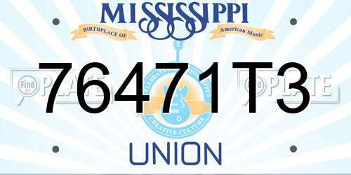 76471T3 Mississippi License Plate