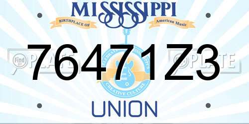 76471Z3 Mississippi License Plate