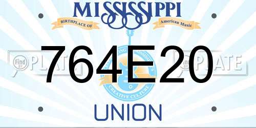 764E20 Mississippi License Plate