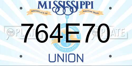 764E70 Mississippi License Plate