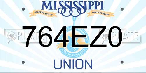 764EZ0 Mississippi License Plate