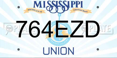 764EZD Mississippi License Plate