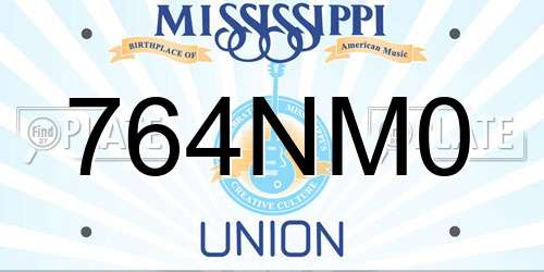 764NM0 Mississippi License Plate