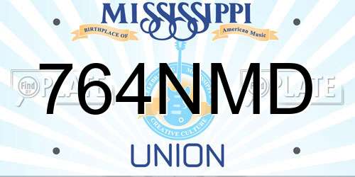 764NMD Mississippi License Plate