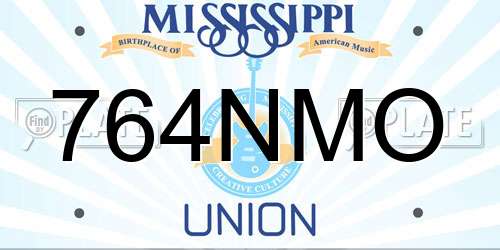 764NMO Mississippi License Plate