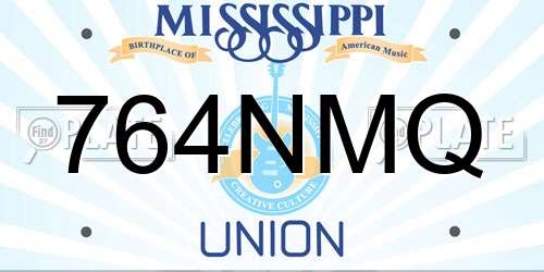 764NMQ Mississippi License Plate