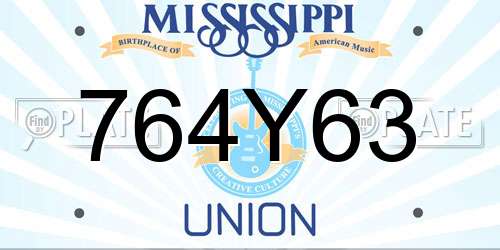 764Y63 Mississippi License Plate