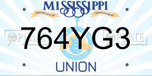 764YG3 Mississippi License Plate
