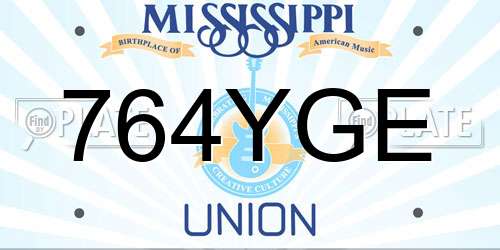 764YGE Mississippi License Plate