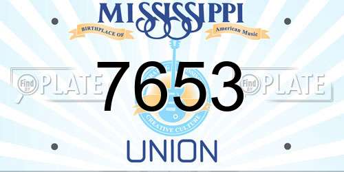 7653 Mississippi License Plate