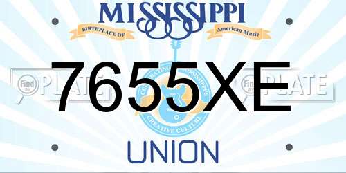 7655XE Mississippi License Plate