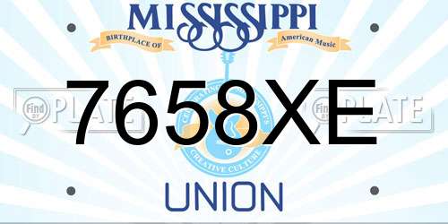 7658XE Mississippi License Plate