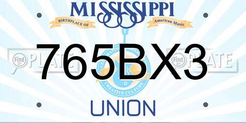 765BX3 Mississippi License Plate