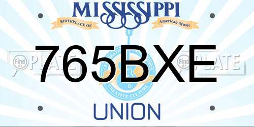 765BXE Mississippi License Plate