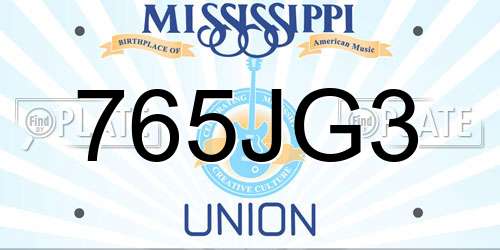 765JG3 Mississippi License Plate