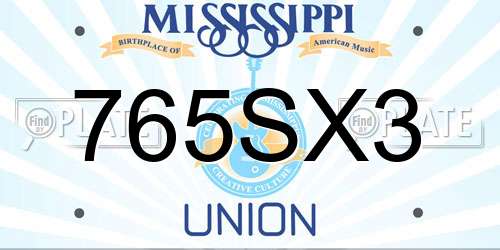 765SX3 Mississippi License Plate