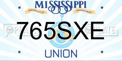 765SXE Mississippi License Plate