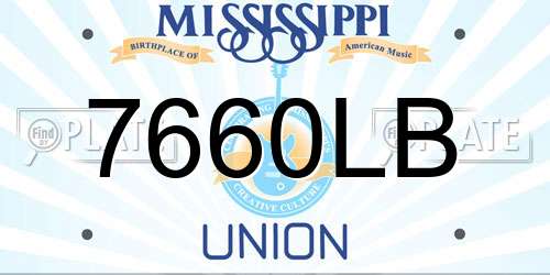 7660LB Mississippi License Plate