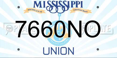 7660NO Mississippi License Plate