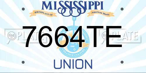 7664TE Mississippi License Plate