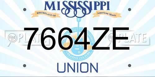 7664ZE Mississippi License Plate