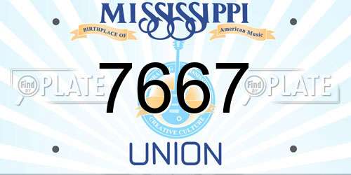 7667 Mississippi License Plate