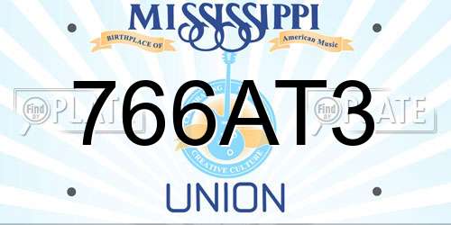 766AT3 Mississippi License Plate