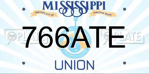 766ATE Mississippi License Plate