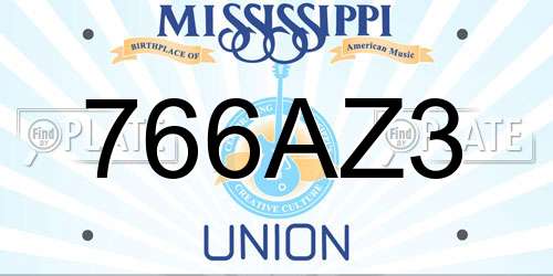 766AZ3 Mississippi License Plate