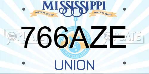 766AZE Mississippi License Plate